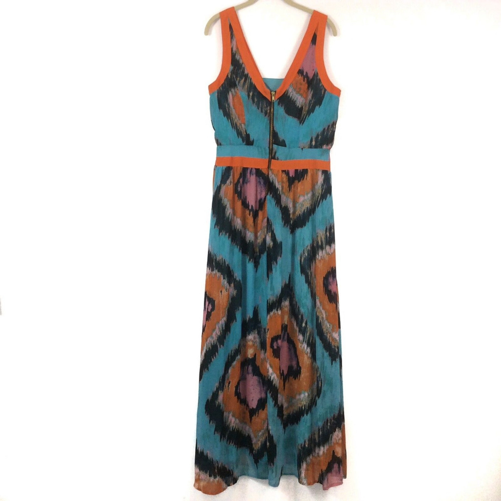 🦋Gianni Bini Flowy Teal Orange Maxi Dress 11 - Picture 4 of 8